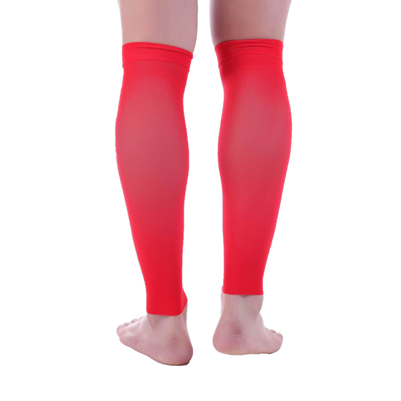 [Australia] - Doc Miller Calf Compression Sleeve Men and Women - 20-30mmHg Shin Splint Compression Sleeve Recover Varicose Veins, Torn Calf and Pain Relief - 1 Pair Calf Sleeves Red Color - Large Size 