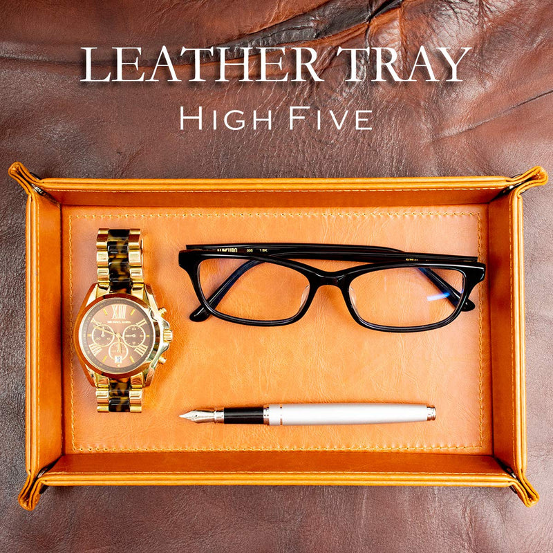 [Australia] - HIGH FIVE Vegan Leather Utility Tray for Keys Phone Accessories Watches Office Home Car Red 