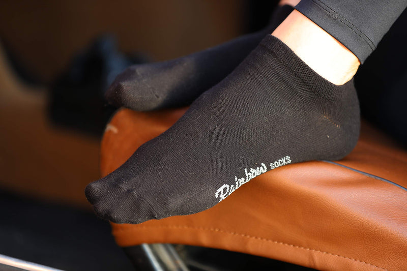 [Australia] - Rainbow Socks - Women Men Cotton Sneaker Low Cut Socks 4-6 12 X Black 