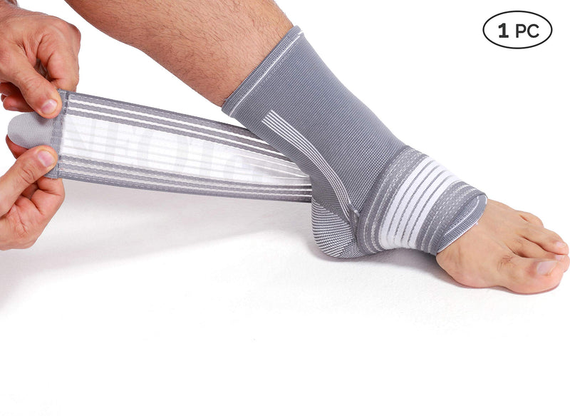 [Australia] - NeoTech Care Adjustable Ankle Support Brace, Gray (Size S, 1 Unit) Small (Pack of 1) 