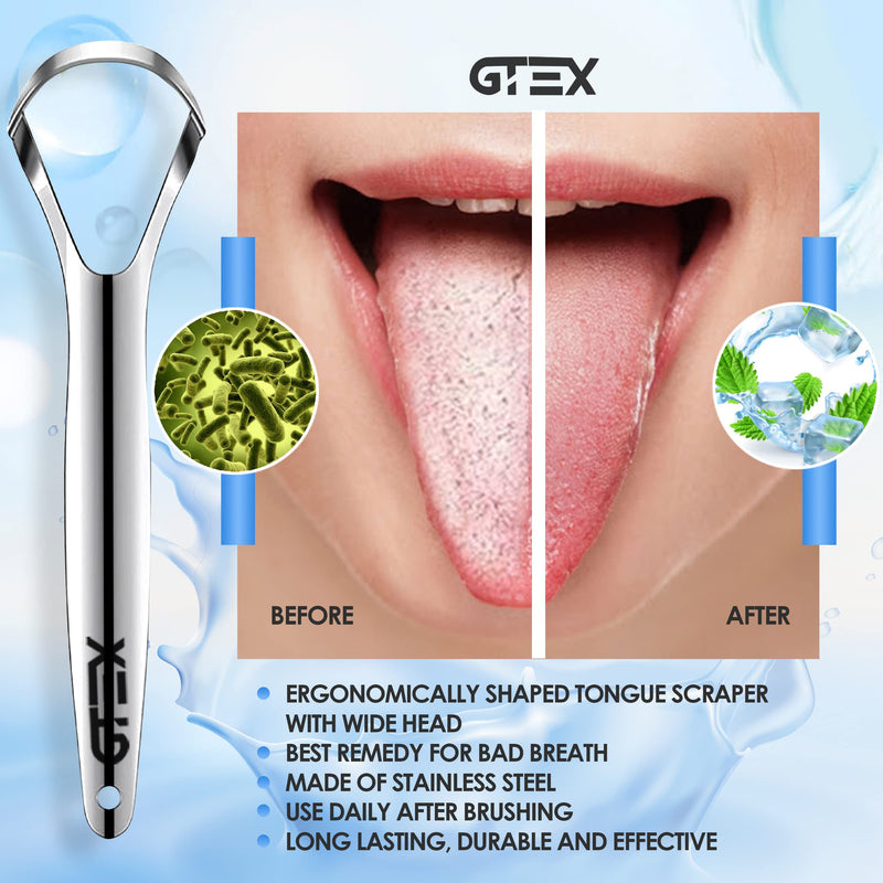 [Australia] - GTEX Plaque Remover for Teeth - 6Pcs Dental Care Kit for Teeth Cleaning - Plaque Removal Tartar Remover Stainless Steel Tongue Scraper Tool for Home Use 