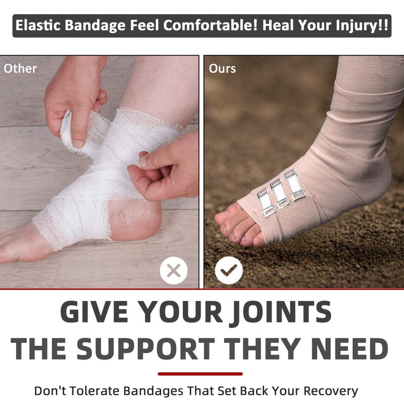 [Australia] - FRESINIDER Elastic Bandage Wrap 8 Pack(4 X 3" + 4 X 4" Wide Rolls) + 48 Clips | Stretch Compression Bandage Stretches up to 15ft | Ideal for Medical, Sports, Sprains, Calf, Ankle & Foot 8Pack 