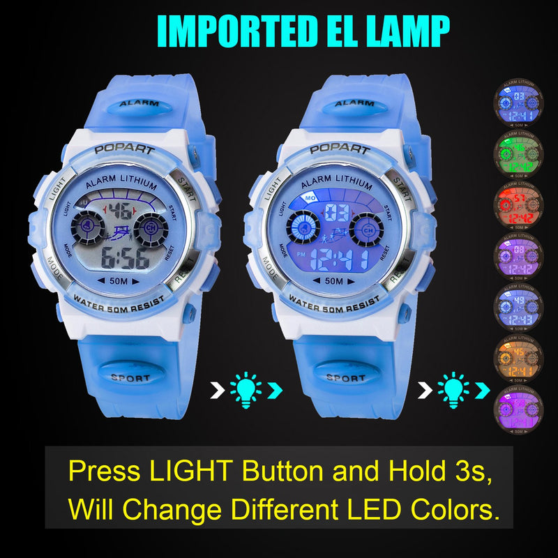 [Australia] - Kid Watch LED Sport 30M Waterproof Multi Function Digital Wristwatch for Boy Girl Children Gift Blue 