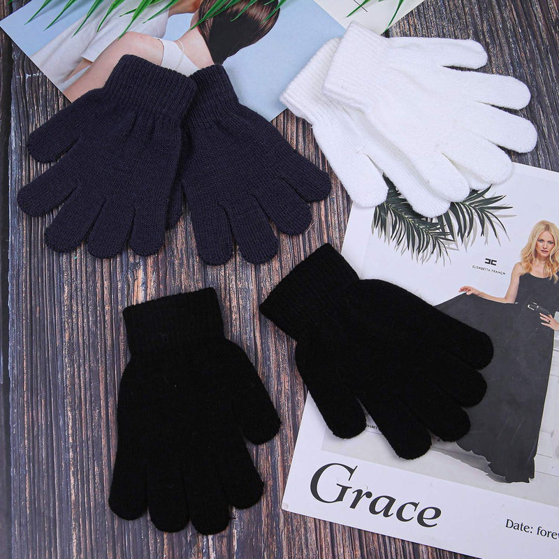 [Australia] - Cooraby 3 Pairs Winter Kids Gloves Warm Stretchy Knitted Magic Gloves Full Finger Mittens Colors B 5-11X 