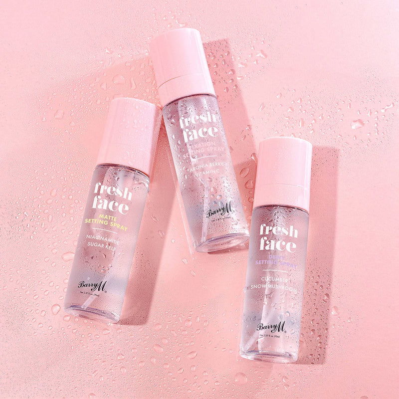 [Australia] - Barry M Fresh Face Dewy Finish Setting Spray, Long-lasting, Formulated with Hydrating Cucumber Extract and Moisturising Snow Mushroom, Clear 
