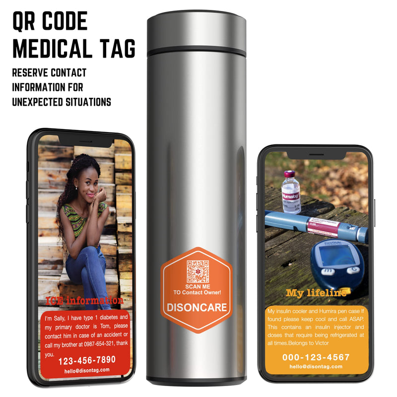 [Australia] - DISONCARE 60H 4 Insulin Pens Cooler Travel Case Diabetic Travel Cooler EpiPen Carry Case Bag Medical Travel Cooler Ice Pack with Medical Alert Tag TSA Approved Silver 