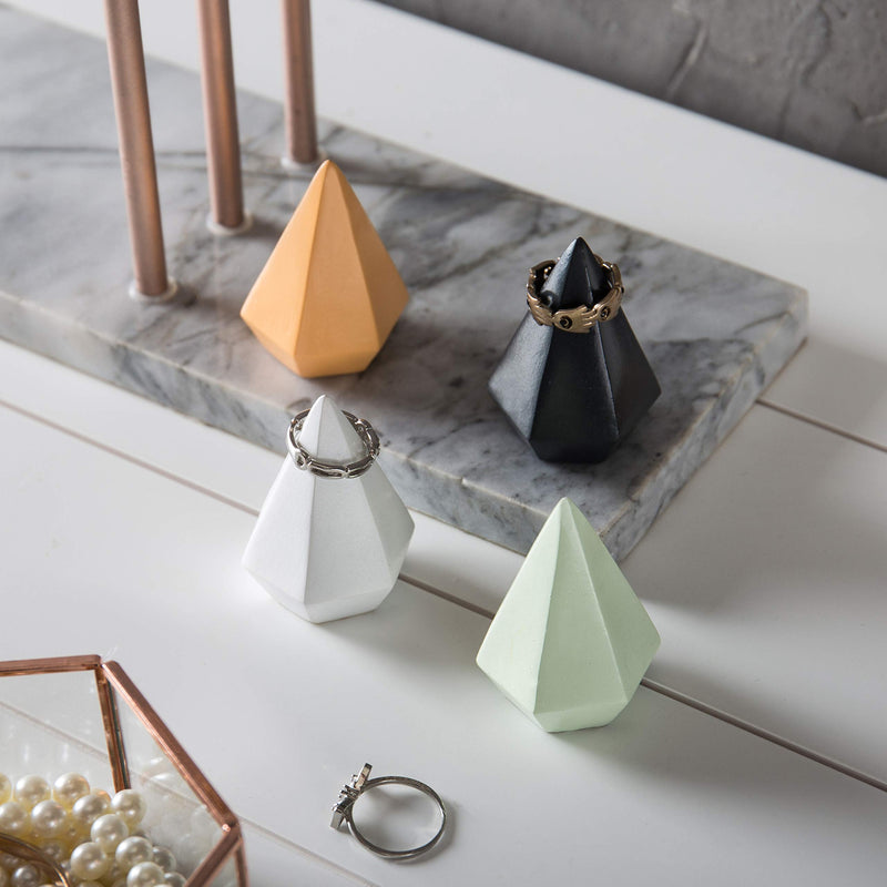 [Australia] - MyGift Modern Resin Diamond-Shaped Ring Holders, Decorative Display Stands, Set of 4 