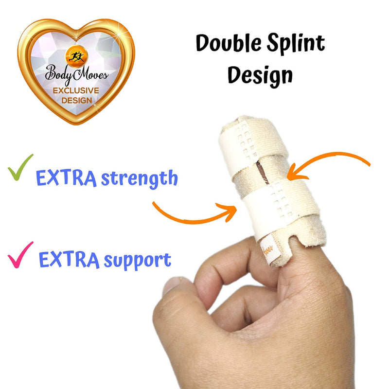 [Australia] - BodyMoves 2 Double Sided Solid Support Finger Splints Plus 2 Sleeves 2020 Edition(Desert Sand) Desert Sand 