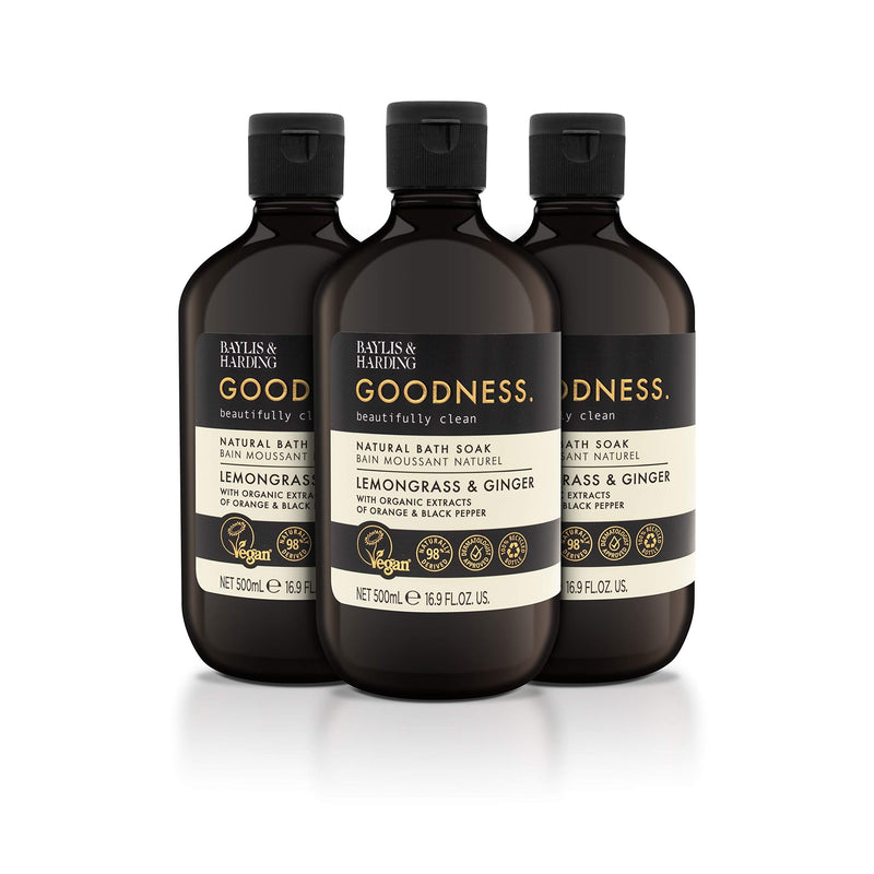 [Australia] - Baylis & Harding Goodness Lemongrass and Ginger 3 x 500 ml Hand Wash and 3 x 500 ml Bath Soak Bundle Lemongrass & Ginger Hand & Bath Bundle 