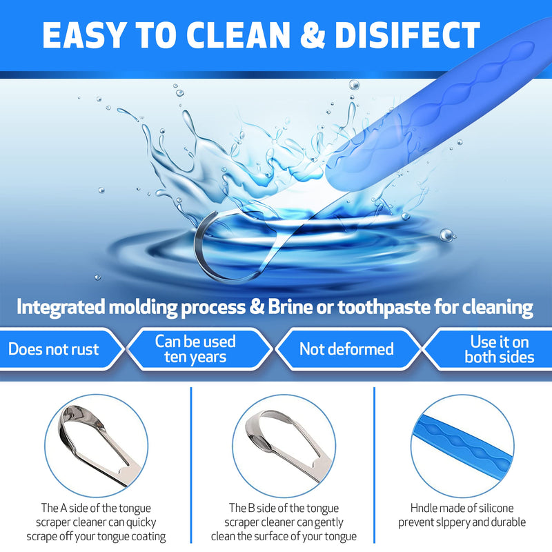 [Australia] - Tongue Scraper Cleaner for Adults & Kids Pack, Medical Grade Stainless Steel Tongue Brush Set, Oral Self Care for Bad Breath, Tongue Scraping with Travel Case (1pcs) 1 Pack 