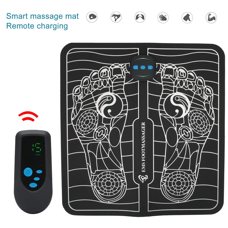 [Australia] - Electric Foot Stimulator Massager Folding Portable Electric Massage Mat Full Automatic Foot Circulation Massager Acupuncture Shaping Leg Cushion for Men Women 