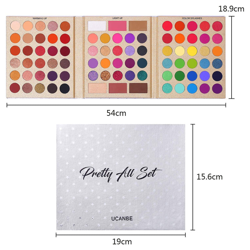 [Australia] - UCANBE Professional 86 Colors Eyeshadow Palette with 15pcs Makeup Brushes Set Matte Glitter Long Lasting Highly Pigmented Waterproof Contour Blush Powder Highlighter All in One 