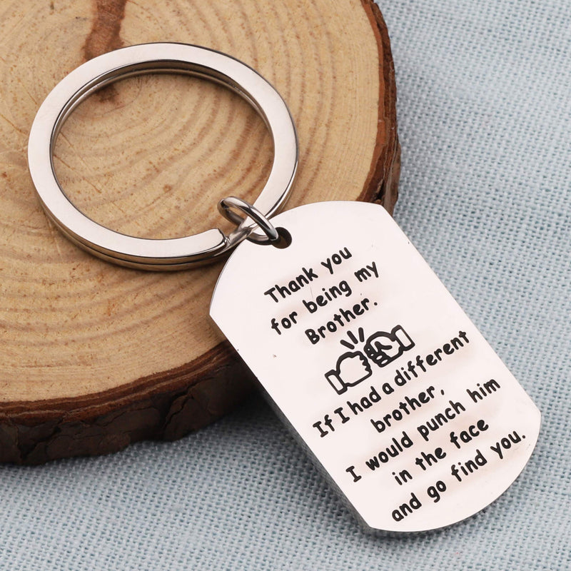 [Australia] - BEKECH Brother Keychain Brother Gifts from Sister Brother Thank You for Being My Brother Key Chain Brother BFF Jewelry Friendship Gifts for Best Friend Brother to Brother Gifts silver 