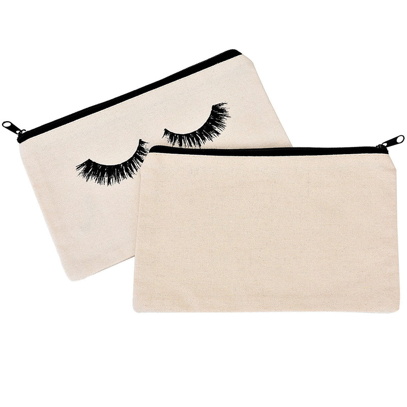 [Australia] - 10 Pieces Eyelash Makeup Bags Cosmetic Bags Travel Make up Pouches with Zipper for Women Girls (White) 