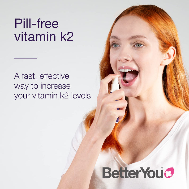 [Australia] - BetterYou Vitamin K2 Daily Oral Spray | Supports Normal Bone Health and Blood Clotting | 25ml (160 sprays) | Palm Oil Free | Natural Peppermint Flavour Single 
