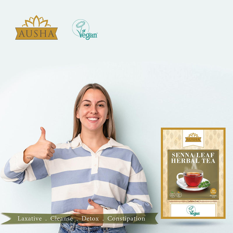 [Australia] - Organic Senna Leaf Tea AUSHA - 40 Tea Bags | Constipation Relief,Natural Laxative | Detox,Cleanse | Certified Organic , Heavy Metals Tested 