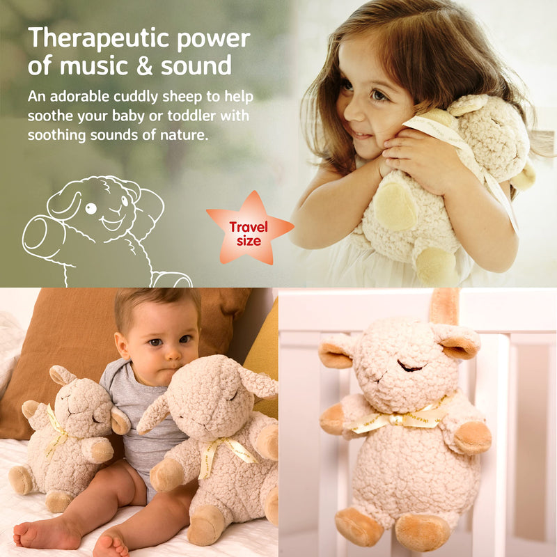 [Australia] - Cloud b Travel Soothing Sound Machine | Cuddly Stuffed Animal | 4 White Noise | Auto-Shutoff | Travel Sleep Sheep on the Go Beige 