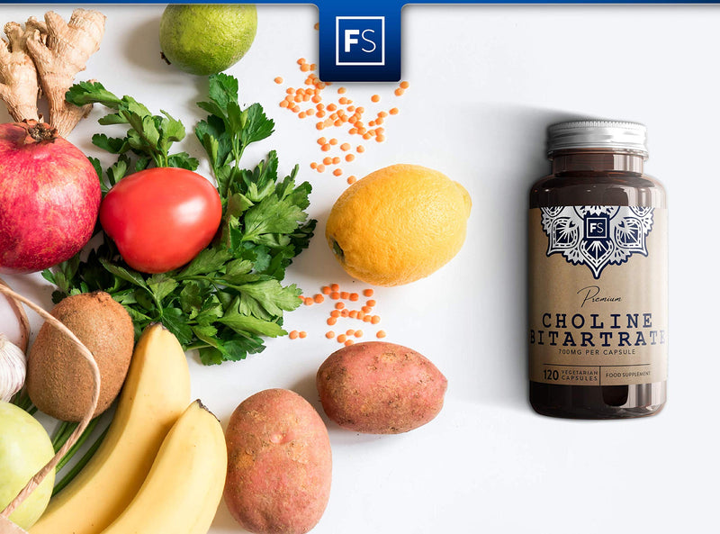 [Australia] - FS Choline Bitartrate Supplement | High Strength 700mg Per Vegan Capsule | 120 Capsules | Nootropic Tablets | Non-GMO, Dairy, Gluten & Allergen Free | Manufactured in ISO Licensed Facilities 