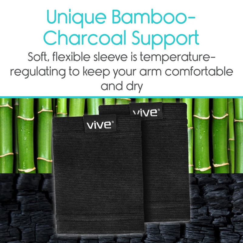 [Australia] - Vive Compression Wrist Support - Bamboo Charcoal Compression Wristband - Copper Wrist Brace for Men Women - Hand Band Fitness Sleeve for Carpal Tunnel Pain Relief, Arthritis, Tendonitis (Black) Black Large/X-Large (1 Pair) 