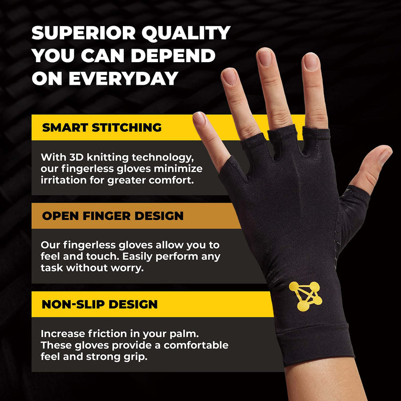 [Australia] - CopperJoint Fingerless Compression Gloves – Copper-Infused Designed to Support Your Hands - Rapid Recovery and Pain Relief, All Lifestyles - Pair Medium 