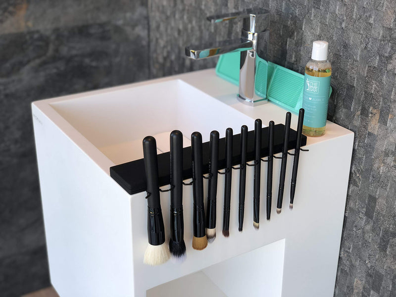 [Australia] - Makeup Brush Drying Rack - The Brush Bar - Makeup Brush Organizer - Portable Makeup Brush Holder - Makeup Brush Holders for Vanity - Space-Saving Makeup Brush Holder Organizer - Dries Brushes Quickly 