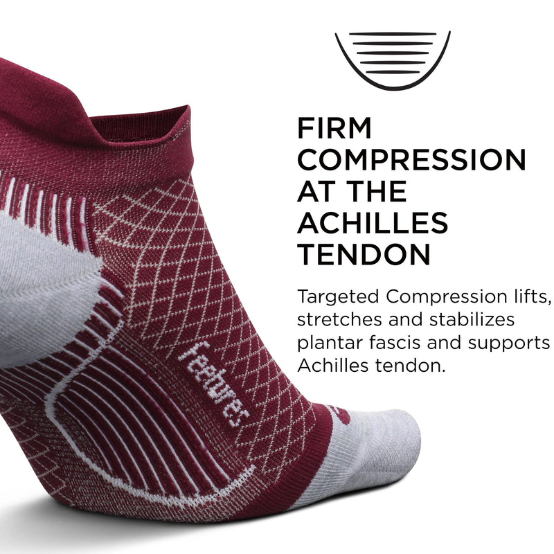 [Australia] - Feetures Plantar Fasciitis Relief Socks Light Cushion No Show Tab - Targeted Compression Small Bordeaux 