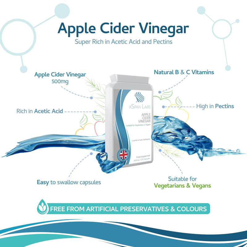 [Australia] - Apple Cider Vinegar 500mg – 120 Capsules – Premium Quality ACV Supplement Rich in Acetic Acid and Pectins – No GMOs, UK Manufactured to GMP Code of Practice 