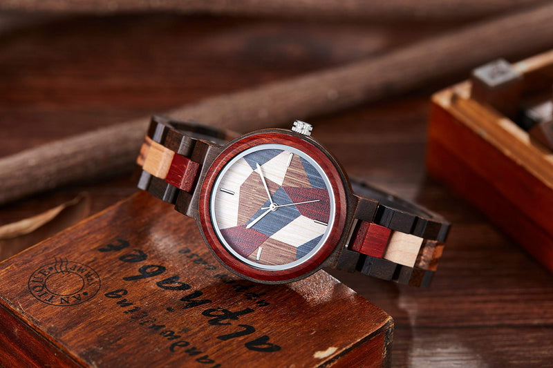 [Australia] - GOREBN Wooden Watches for Women Colorful Handmade Bamboo Ladies Watches Luxury Quartz Wrist Watches Womens Lightweight 