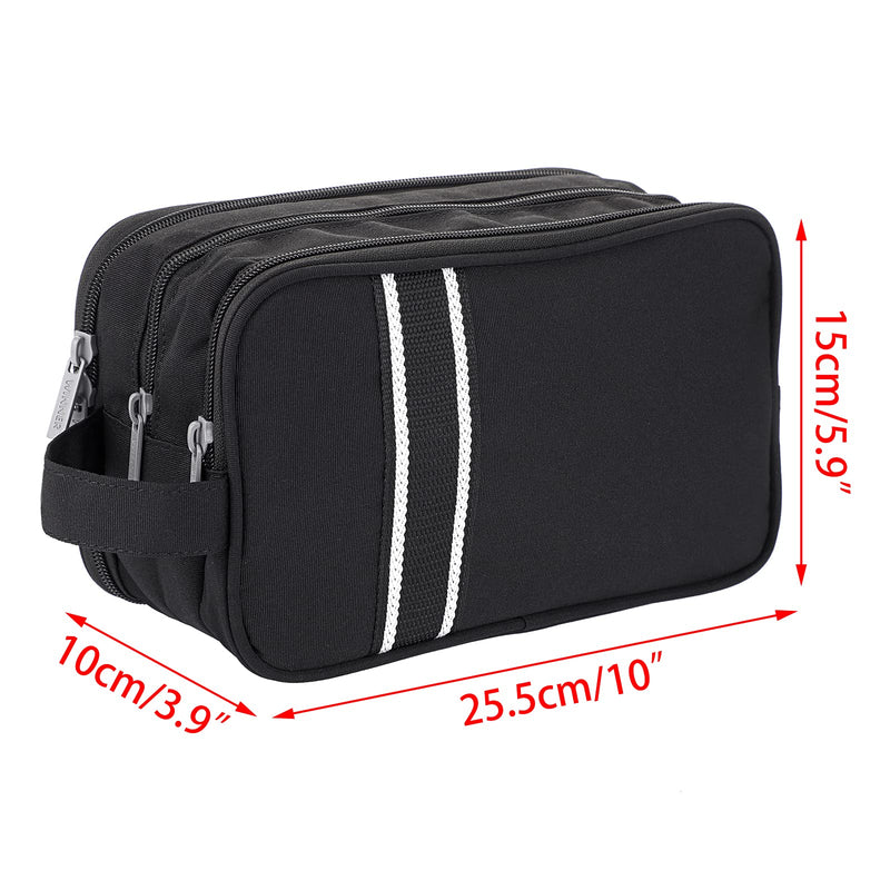 [Australia] - IGNPION Travel Toiletry Wash Bag Dry & Wet Separation Gym Shaving Organiser Bag with 3 Compartments （Black） Black 