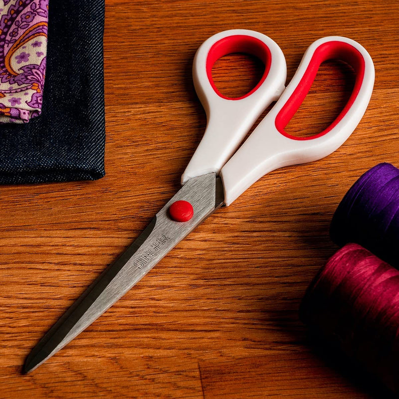 [Australia] - SINGER Fabric Scissors with Comfort Grip, 1-pack, Red & White 