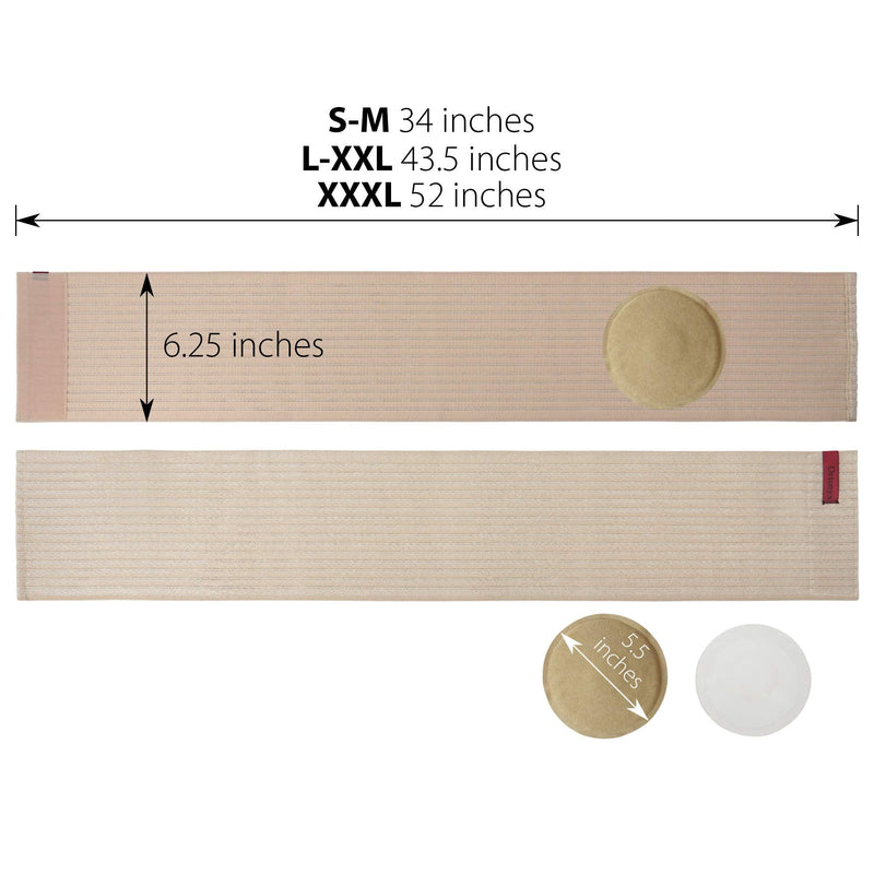[Australia] - ORTONYX Premium Umbilical Hernia Belt for Men and Women / 6.25" Abdominal Binder with Hernia Support Pad - Navel Ventral Epigastric Incisional and Belly Button Hernias - Beige OX5241-S/M S/M (22"-35") 
