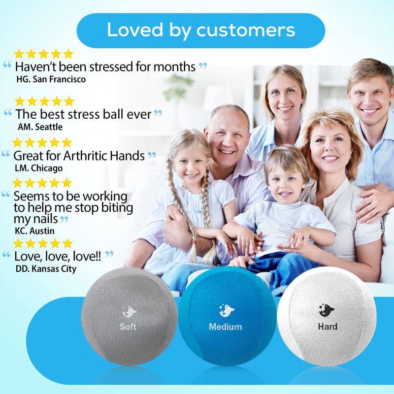[Australia] - Serenilite Hand Therapy Exercise Stress Ball Bundle - Tri-Density Stress Balls & Grip Strengthening - Therapeutic Hand Mobility & Restoration Cloud, Sea Breeze, Titanium Set 