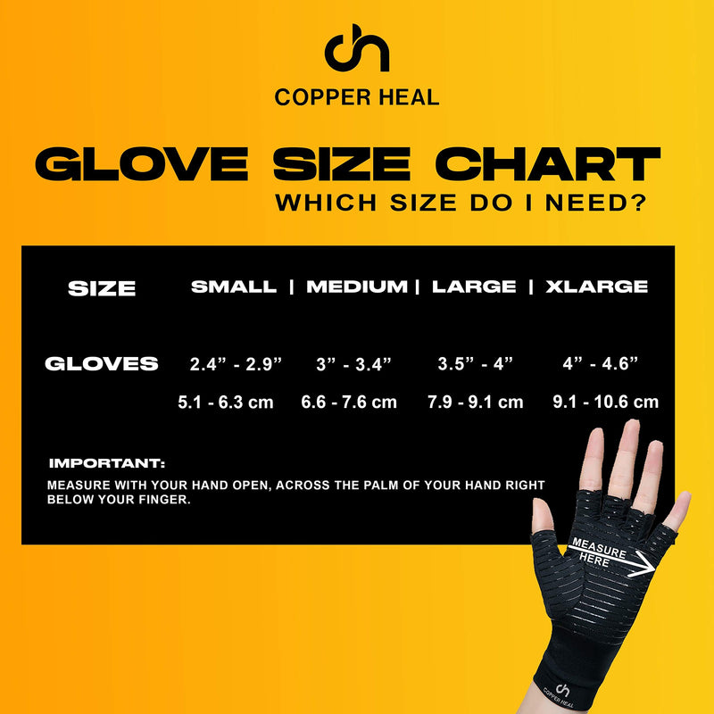 [Australia] - COPPER HEAL Arthritis Compression Gloves Rheumatoid Carpal Tunnel Glove Fingerless Pains Hands Support finger joint Large (1 Pair) 