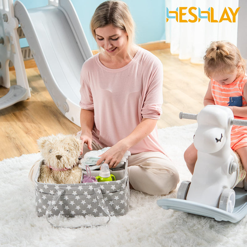 [Australia] - Heshlay Nappy Caddy - Sturdy Baby Diaper Organiser with Waterproof EVA on Polyester - Bag Storage for Storing Maximum Baby Supplies (Grey) Diaper Caddy (Grey) 