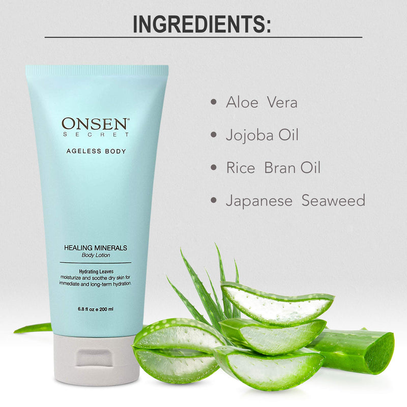 [Australia] - Onsen Secret Natural Daily Moisturizing Body Lotion w/ Smoothing Organic Shea Butter for Normal to Dry Skin w/ Healing Minerals, Jojoba, Aloe Vera, Vitamin E & Rice Bran Non-Greasy (Hydrating Leaves) Hydrating Leaves 