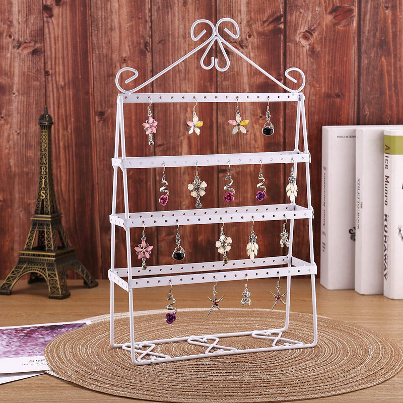 [Australia] - LANTWOO Metal Earring Organizer Jewelry Display Stand for Hanging Earrings - Organize 56 Pairs Earrings White 