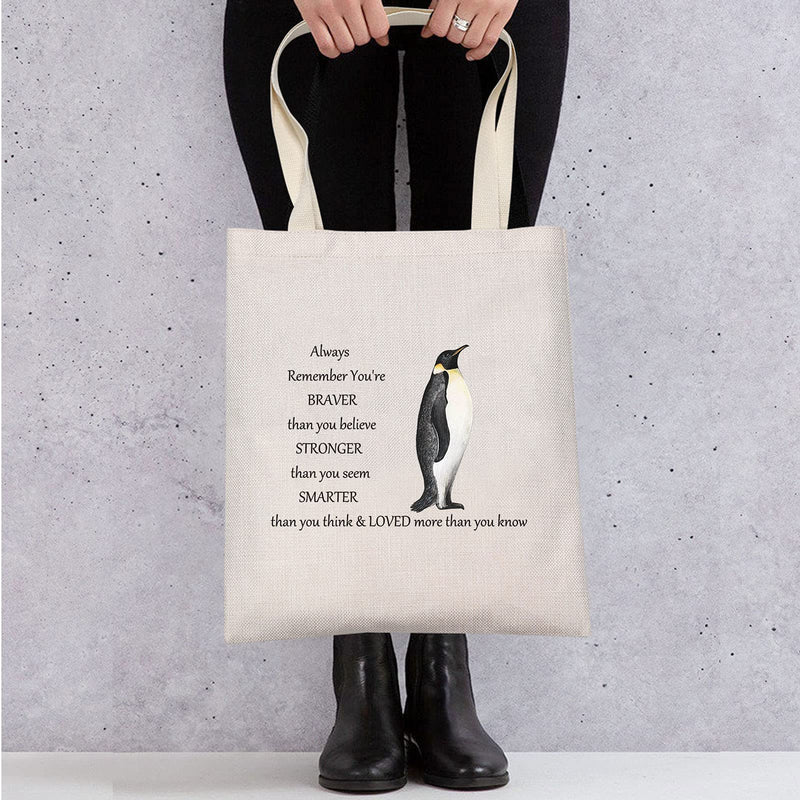 [Australia] - LEVLO Penguin Cosmetic Make up Bag Penguin Inspired Gifts Penguin Lover You Are Braver Stronger Smarter Than You Think Makeup Zipper Pouch Bag For Women Girls, Penguin Tote, 