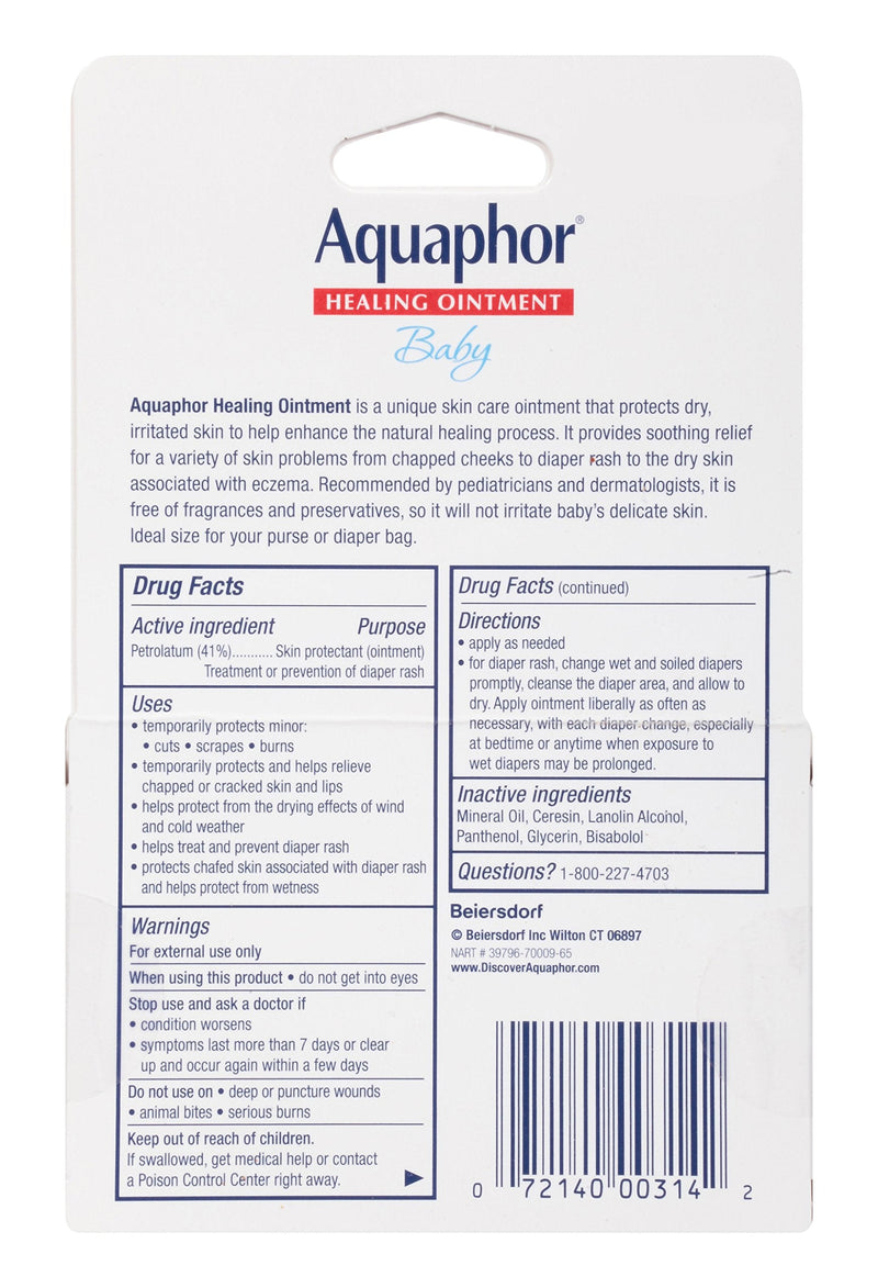 [Australia] - Aquaphor Baby Healing Ointment To-Go Pack - Advanced Therapy for Chapped Cheeks and Diaper Rash - Two .35 oz. Tubes 2 Count (Pack of 1) 