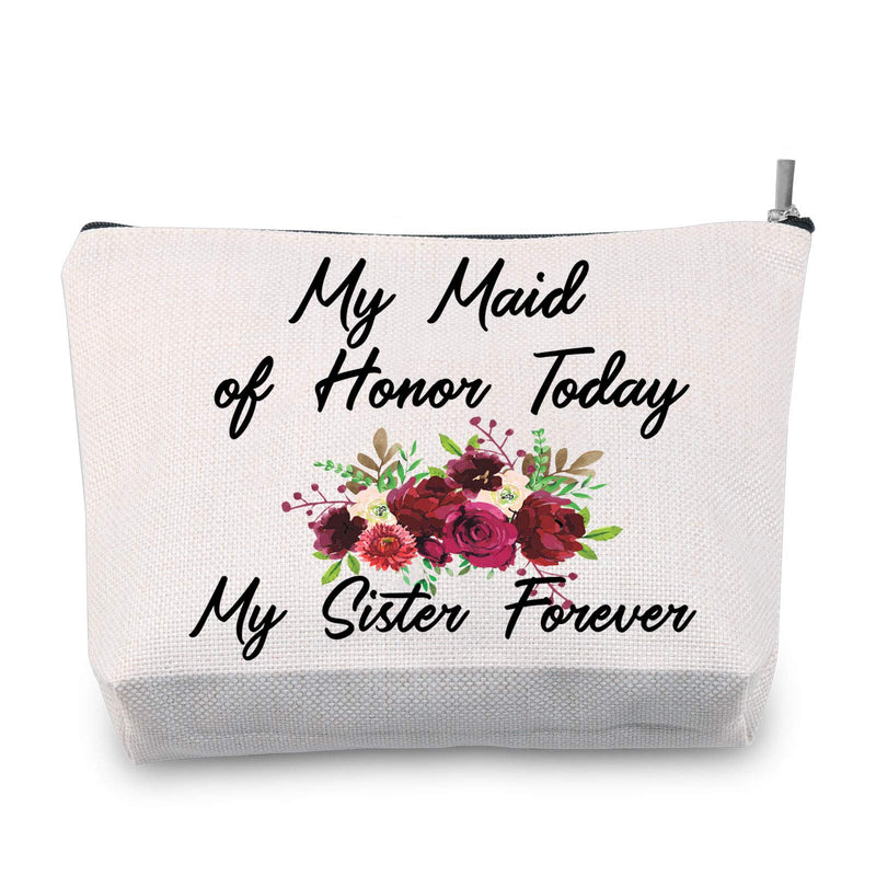 [Australia] - TSOTMO Bridesmaid Gift Wedding Gift for Bestie My Maid of Honor Today My Sister Forever Makeup Bag (Honor Today) 