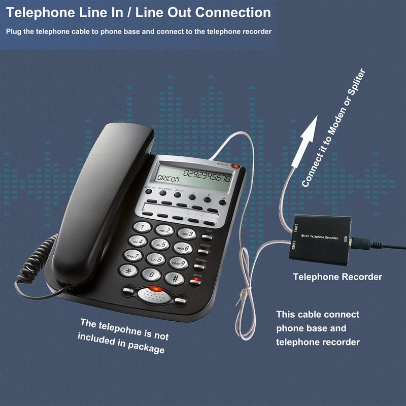 [Australia] - Mini Telephone Audio Voice Recorder with 32gb Memory, Landline Telephone Voice Recorder for Home & Office Analog Telephone System 
