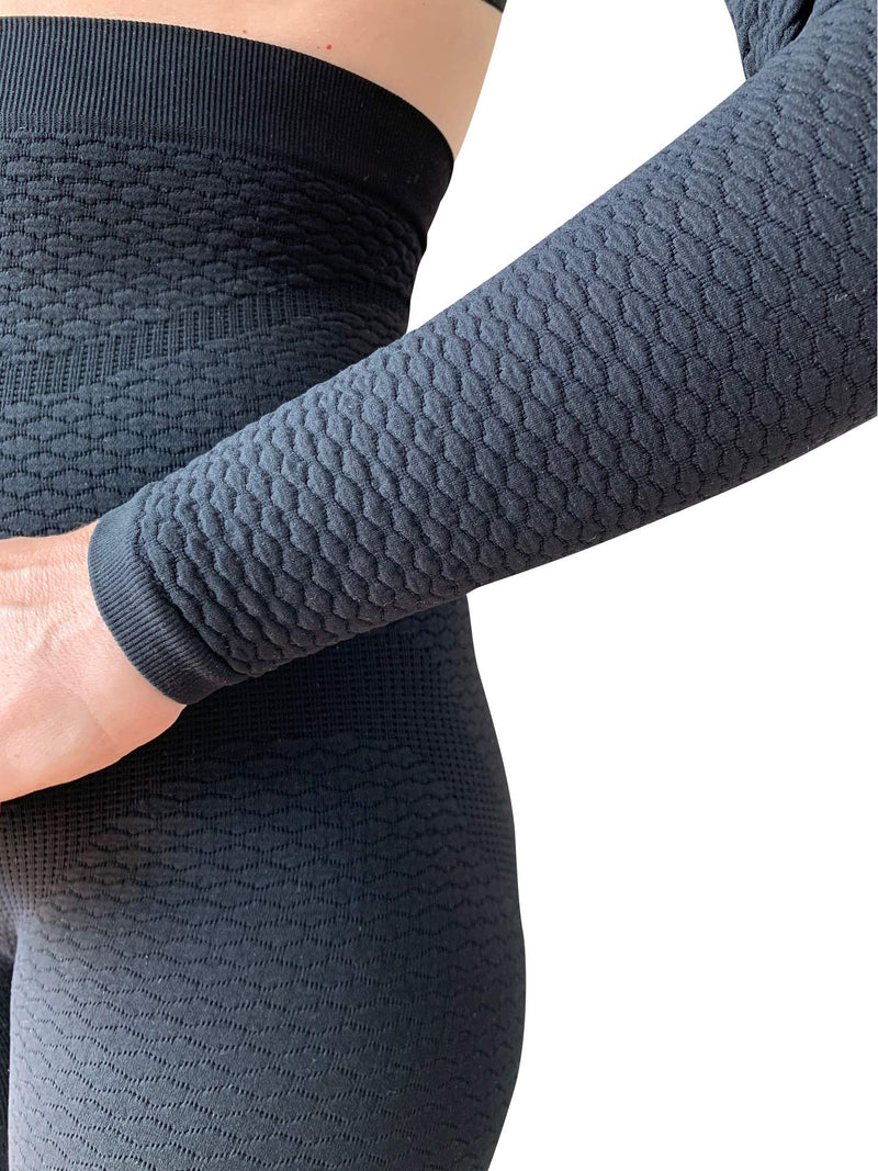 [Australia] - BIOFLECT® Compression Arm Sleeves Wrap with Bio Ceramic Fibers and Micro-Massage Knit - for Support and Comfort - Black L/XL Large/X-Large (Pack of 1) 