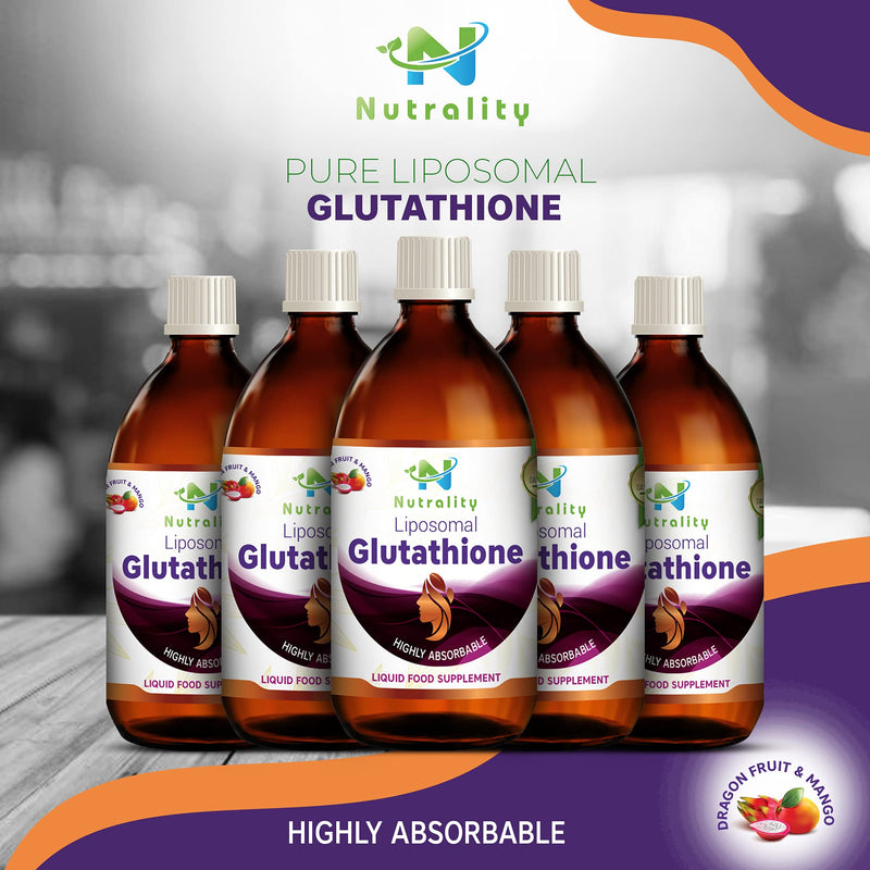 [Australia] - Nutrality Liposomal Glutathione Liquid Supplement, 400mg, Immune Defense and Liver Support, 250ml, 30x Bioavailable Absorption, Antioxidants and Sunflower Lecithin 