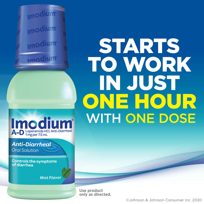 [Australia] - Imodium A-D Liquid Anti-Diarrheal Medicine with Loperamide Hydrochloride to Help Control Symptoms of Diarrhea Due to Acute, Active & Traveler's Diarrhea, Mint Flavor, 4 fl. oz 