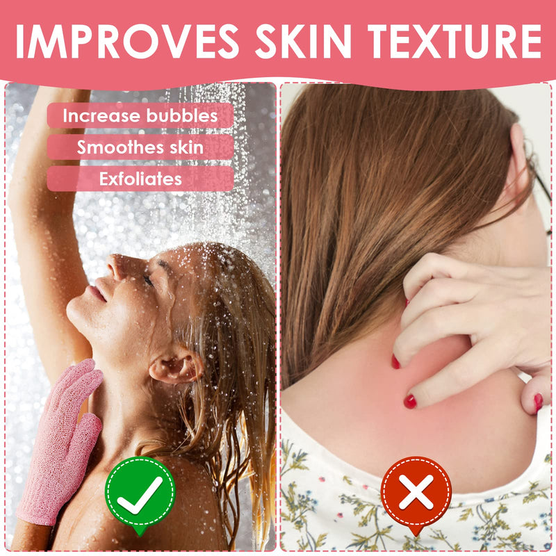 [Australia] - Sibba 6Pcs Exfoliating Wash Gloves Dual Texture Bath Gloves for Shower Body Scrub Exfoliating Mitt Dead Skin Remover Exfoliator Mitten Natural Body Loofah Washcloth Green, blue, pink 