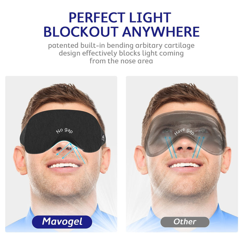 [Australia] - Mavogel Cotton Sleep Eye Mask - Updated Design Light Blocking Sleep Mask, Soft and Comfortable Night Eye Mask for Men Women, Eye Blinder for Travel/Sleeping/Shift Work, Includes Travel Pouch, Black 