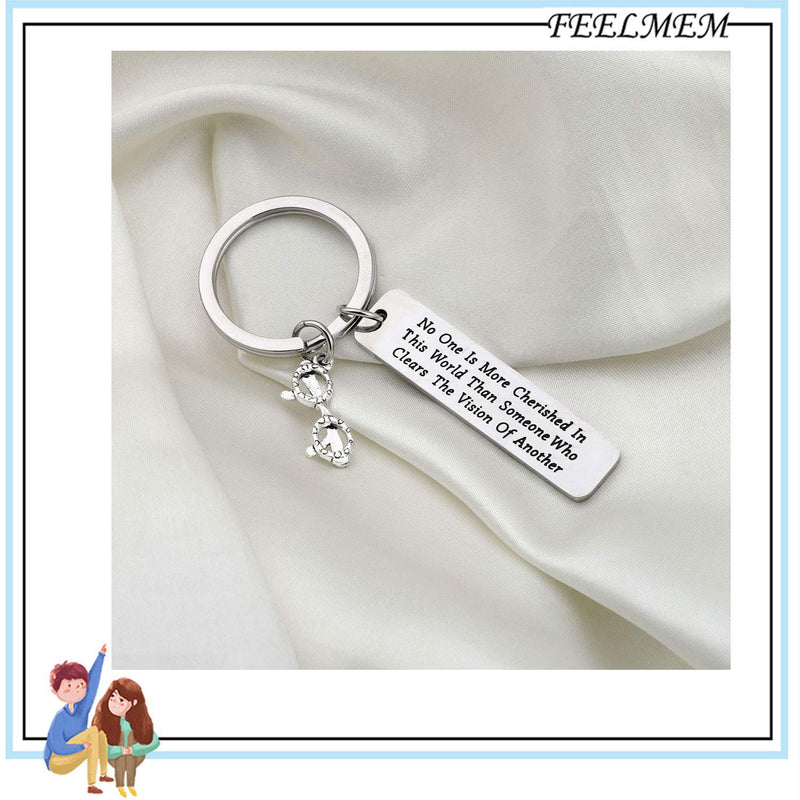 [Australia] - FEELMEM Optometrist Gift Eye Doctor Gift Optician Gift Eye Glasses Keychain No One More Cherished in This World Than Someone Who Clears The Vision of Another Eye Doctor Jewelry silver 