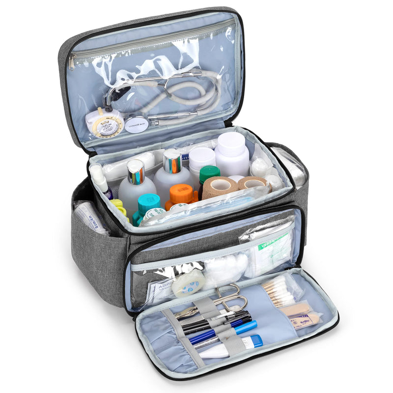 [Australia] - CURMIO Small Medicine Storage Bag Empty, Family First Aid Organiser Box for Emergency Medical Kits, Grey(Empty Bag, Patent Pending) 