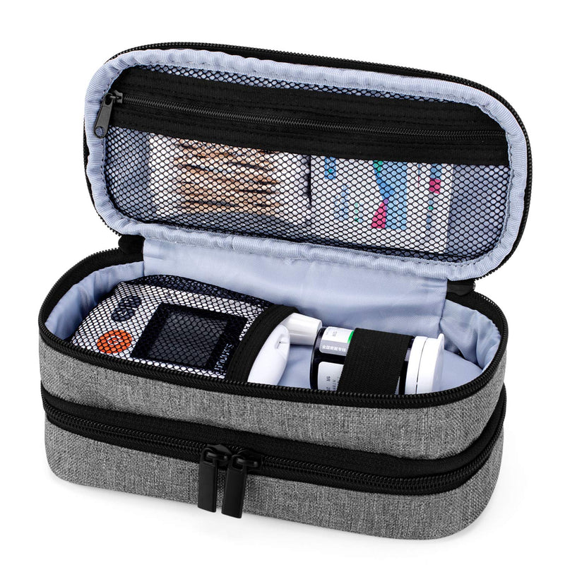 [Australia] - YARWO Insulin Cooler Travel Case with 4 Ice Packs, Single and Double Layers Diabetic Supplies Organizer for Insulin Pens, Blood Glucose Monitors or Other Diabetes Care Accessories, Gray 