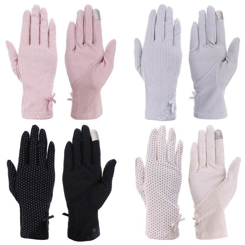 [Australia] - 4 Pairs Women UV Protection Sunblock Gloves Non-slip Driving Gloves for Summer Outdoor Activities, 4 Colors Style 1 