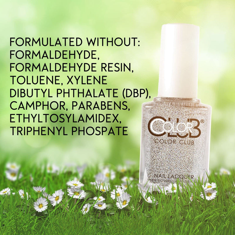 [Australia] - Color Club Glitter Collection Nail Lacquer - Long-Lasting Polish Fairytale Ending-Silver/White 